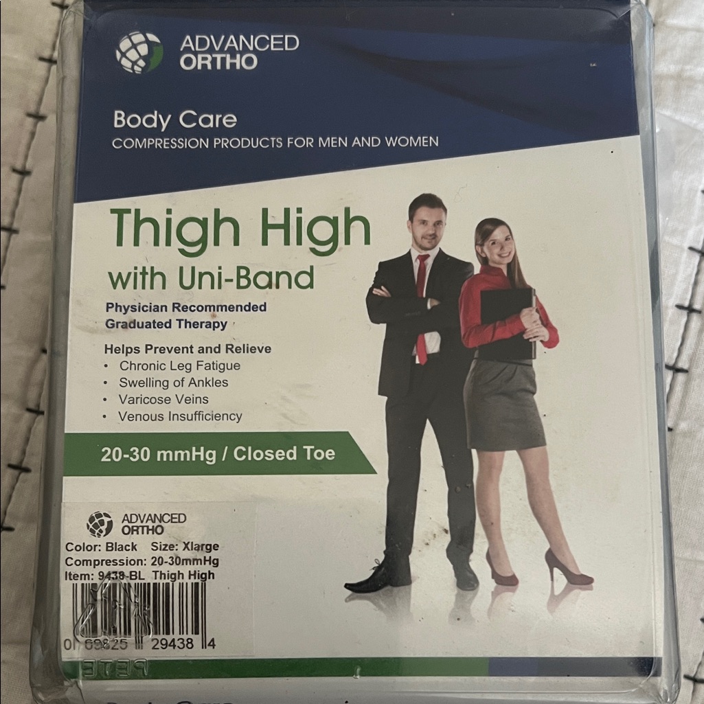 Unisex Thigh High Compression Stockings  Black 2030 Mmhg